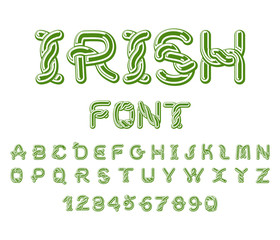 Irish font. National Celtic alphabet. Traditional Ireland ornament letter