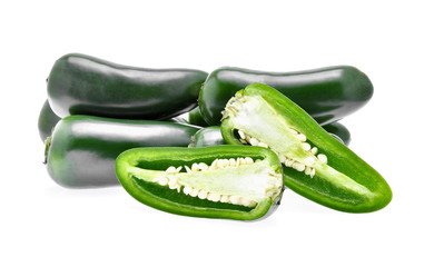 Jalapeno peppers on a white background