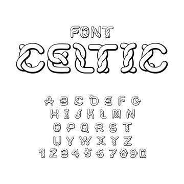 Celtic font. norse medieval ornament ABC. Traditional ancient manuscripts alphabet