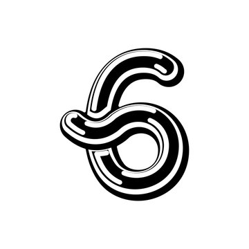 Number 6 Celtic font. norse medieval ornament ABC sign six. Traditional ancient manuscripts alphabet