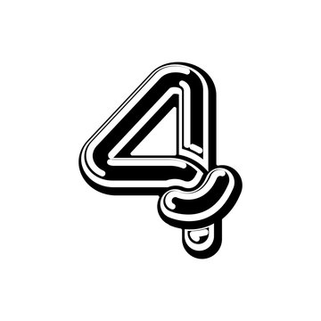 Number 4 Celtic font. norse medieval ornament ABC sign four. Traditional ancient manuscripts alphabet