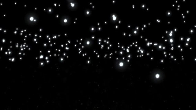 Coloring glowing star particle in random direction with bounce on spotlight ground abstract background animation motion graphic 3D render with copy space on black background 
