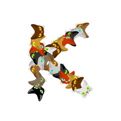 Obraz na płótnie Canvas letter K Cat font. Pet alphabet symbol. home animal ABC sign