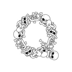 Letter Q skeleton Bones Font. Anatomy of an alphabet symbol. dead ABC sign