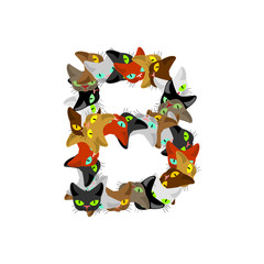 letter B Cat font. Pet alphabet symbol. home animal ABC sign