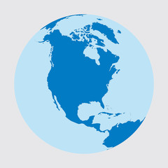 Naklejka premium North America, World, earth, globe, planet, map, continent, geography, universe, blue