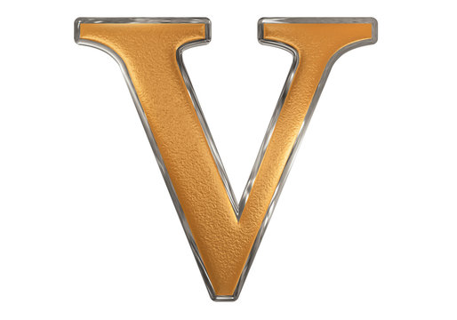 Lowercase letter V, isolated on white, with clipping path, 3D illustration