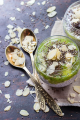 Chia seed pudding with almond milk and fresh fruit topping