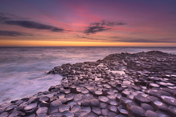 The Giant's Causeway in Northern Ireland at sunset