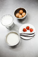ingredients for portion of creme brulee dessert