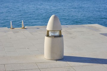 Street lamp on embankment in Zadar, Croatia