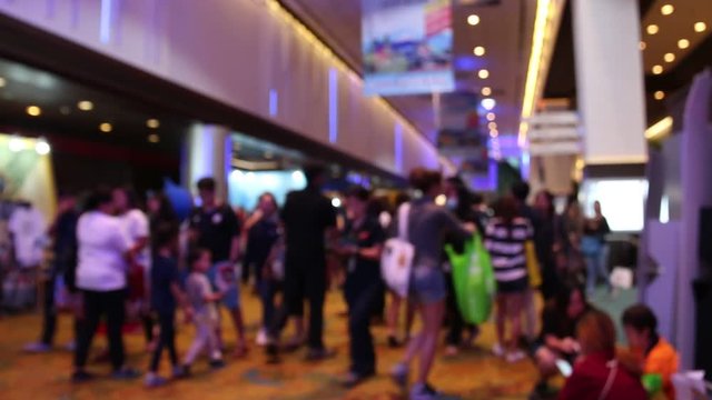 THAILAND - FEBRUARY 12, 2017: Crowd of people walking at travel expo in Silikit Convention Center. Travel Entertainment Expo, is an annual trade fair for travel on FEBRUARY 12, 2017.