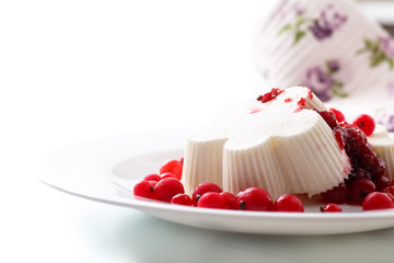 sweet dessert panna cotta with berries