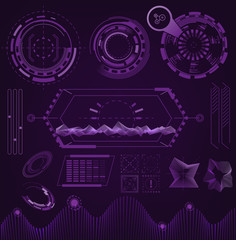 futuristic user interface of virtual reality, set of technological elements design