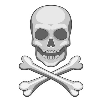 Skull and crossbones icon, cartoon style