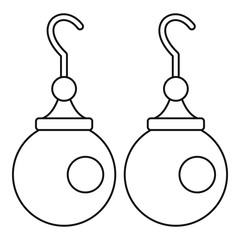 Earrings with pearls icon, outline style