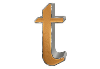 Lowercase letter T, isolated on white, with clipping path, 3D illustration