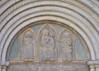 Detail from the entrance of the Cathedral of Saint Anastasia, Zadar, Croatia.