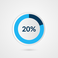 20 percent blue grey and white pie chart. Percentage vector infographics. Circle diagram business illustration