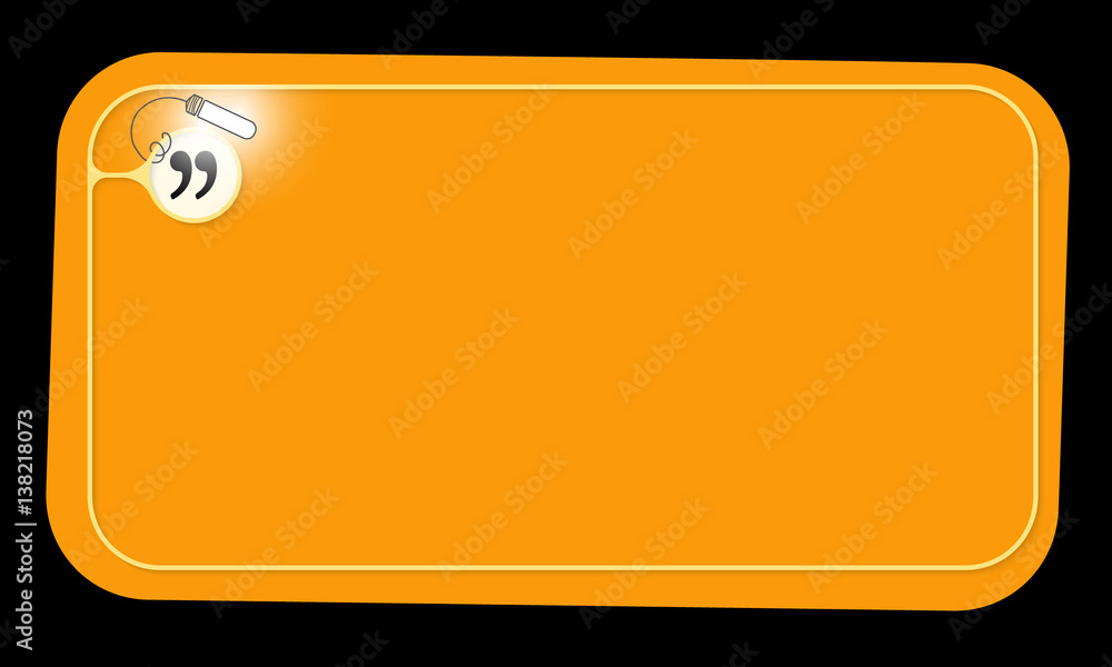 Poster vector orange frame and quotation mark with lighting