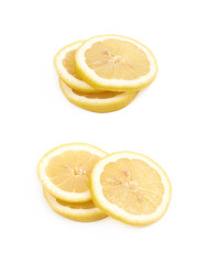 Pile of lemon slices isolated
