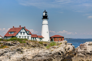 Fototapeta na wymiar Portland Head Light lighthouse in Cape Elizabeth, Maine