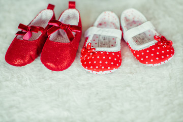Beautiful cute baby's shoes close-up