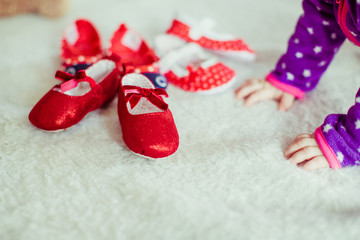 Beautiful cute baby's shoes close-up