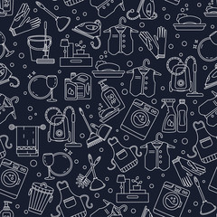 House cleaning seamless vector pattern.