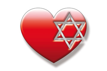 Magen David - Étoile de david et étoile de david dans un coeur