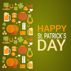 Saint Patrick Day Beer Festival Banner Greeting Card Flat Vector Illustration