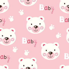 Seamless pattern with cute baby teddy bears