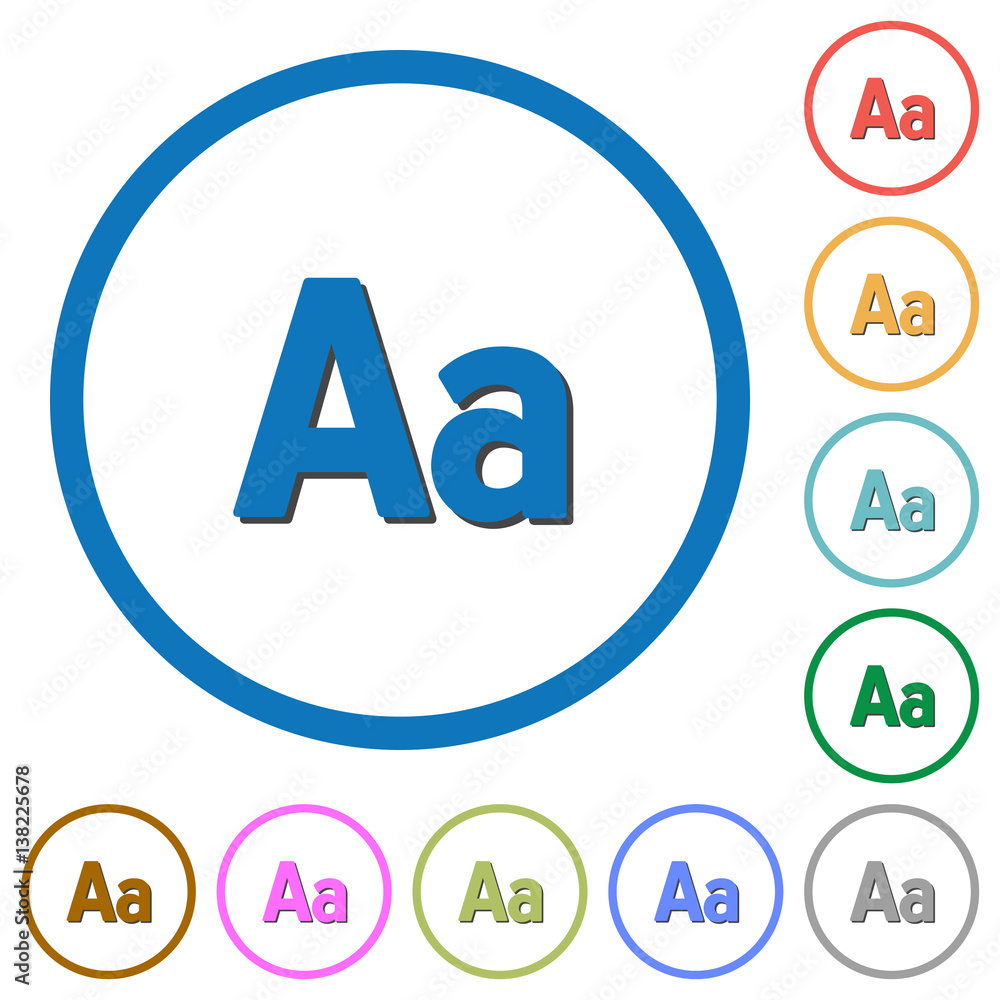 Poster Font size icons with shadows and outlines