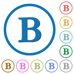 Bold font type icons with shadows and outlines