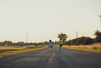 young people   running on the broad road