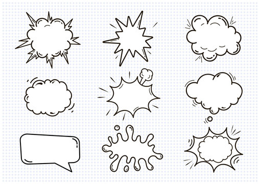 Empty Comic sound speech bubbles set isolated on white background vector illustration. clouds with place for text.