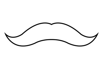 Isolated outline of a mustache on a white background, Vector illustration