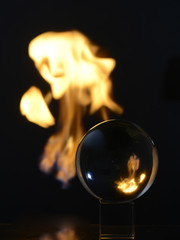Fire ball figures cube black background magic spells
