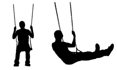 Illustration of a man on a swing isolated on white