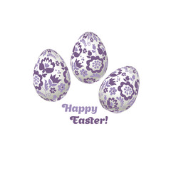 Pale color Easter egg decoration vector illustration. floral folk-style decor on christian resurrection symbol. spring life icon in simple decorative style