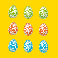 Colorful Easter egg decoration vector illustration. floral folk-style decor on christian resurrection symbol. spring life icon in simple decorative style