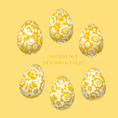 Pale yellow Easter egg decoration vector illustration. floral folk-style decor on christian resurrection symbol. spring life icon in simple decorative style