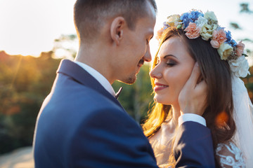 The groom admiring at her bride