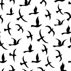 Flying birds seamless pattern.