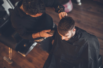 Handsome man at the hairdresser