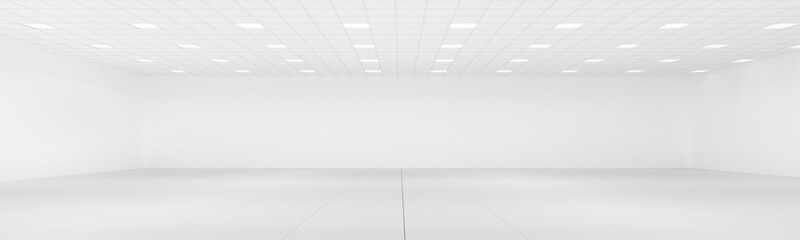 Empty white room with neon lights - 138231267