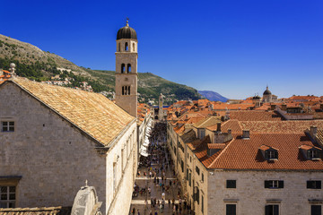 Dubrovnik Old Town main street view from City Walls