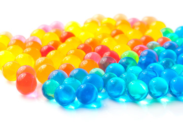 Color balls, colored polymer gel, hydrogel beads