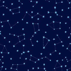 Fototapeta premium Stylized night sky seamless pattern.