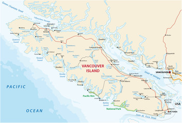 Obraz premium Mapa wektorowa wyspy kanady Wyspa Vancouver